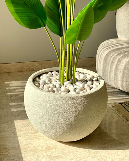 Lithos Large Ivory Fiber Glass Planter | Ivory