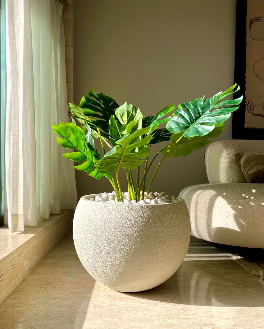 Lithos Large Ivory Fiber Glass Planter | Ivory