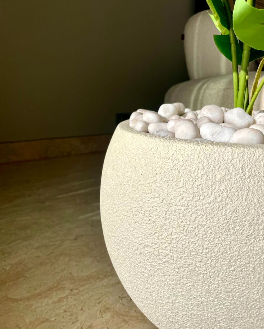 Lithos Ivory Fiber Glass Planter | 17 x 13 inches