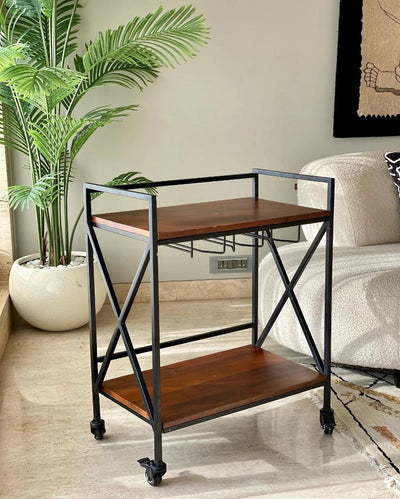 Trove Wood Bar Cart | Brown | 24 x 14 x 32 inches