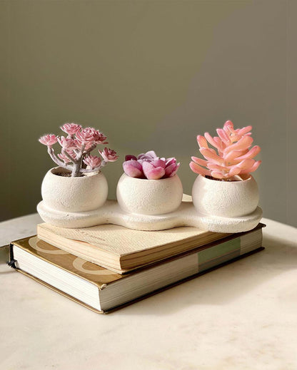 Delicate Pink Trio Succulent Artificial Plant With Pot | Pink | 9 x 3 x 4 inches