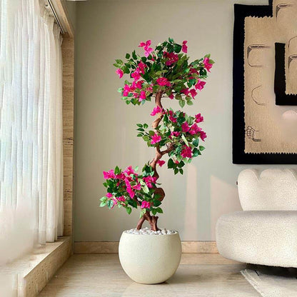 Elegant Pink & Green Bougainvillea Pvc Artificial Plant Without Pot | 5 Feet