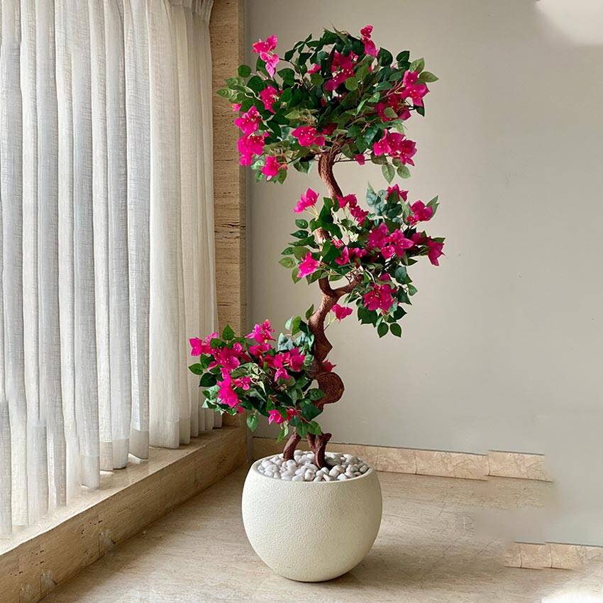 Elegant Pink & Green Bougainvillea Pvc Artificial Plant Without Pot | 5 Feet