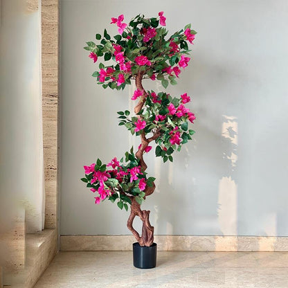 Elegant Pink & Green Bougainvillea Pvc Artificial Plant Without Pot | 5 Feet