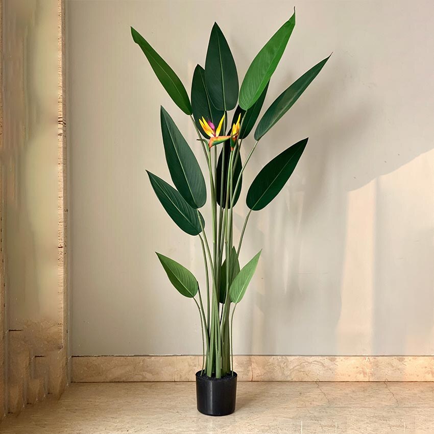 Stunning Green Strelitzia Pvc Artificial Plant Without Pot | 5 Feet