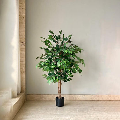 Realistic Green Weeping Ficus Pvc Artificial Plant Without Pot | 4 Feet