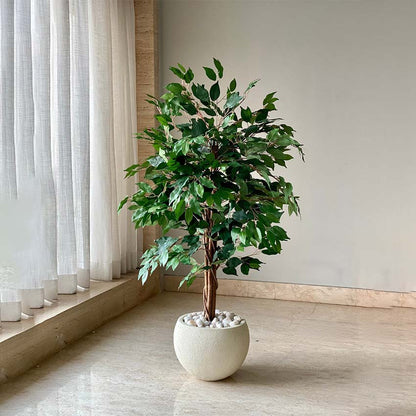 Realistic Green Weeping Ficus Pvc Artificial Plant Without Pot | 4 Feet