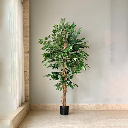 Beautiful Green Weeping Ficus Pvc Artificial Plant Without Pot | 5 Feet