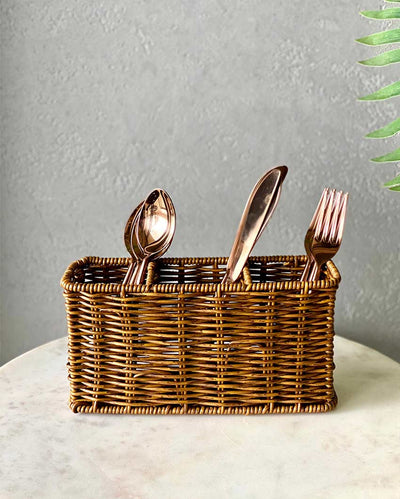 Boho Chic Rattan Cutlery Holder for Table Settings | 9 x 3 x 5 inches