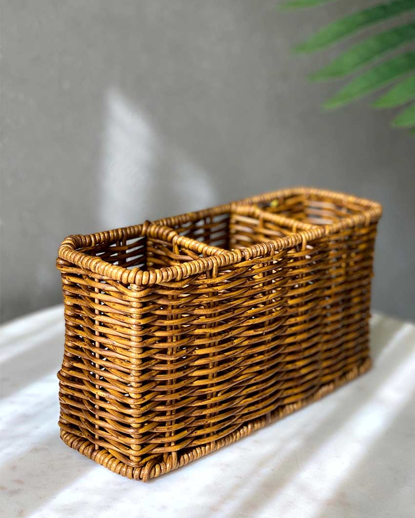 Boho Chic Rattan Cutlery Holder for Table Settings | 9 x 3 x 5 inches