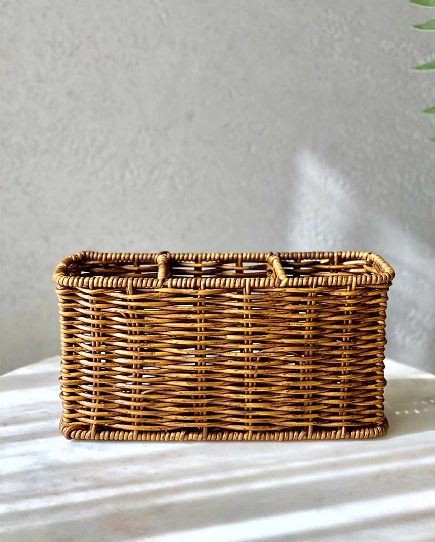 Boho Chic Rattan Cutlery Holder for Table Settings | 9 x 3 x 5 inches