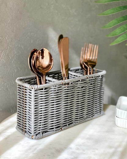 Boho Chic Rattan Cutlery Holder for Table Settings | 9 x 3 x 5 inches