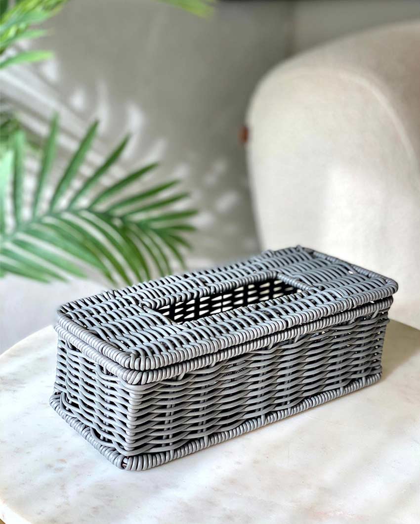 Handcrafted Boho Rattan Tissue Box for Daily Use | 10 x 5 x 3 inches