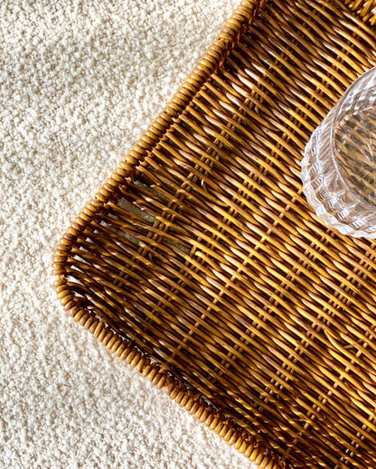 Premium Boho Rattan Tray | 14 x 11 x 2 inches