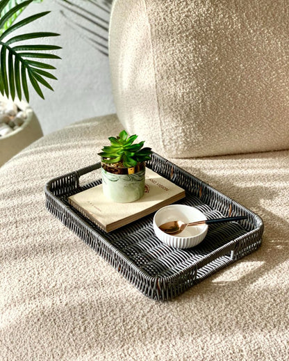 Premium Boho Rattan Tray | 14 x 11 x 2 inches