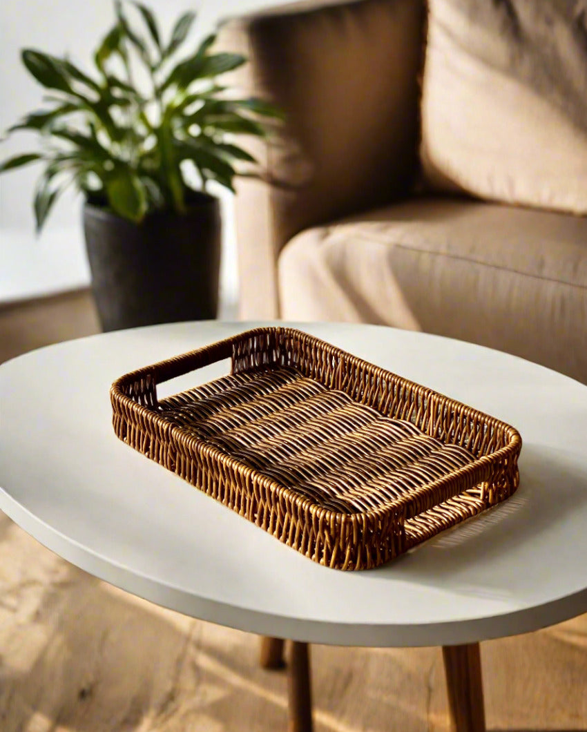 Luxury Boho Rattan Tray | 12 x 8 x 2 inches