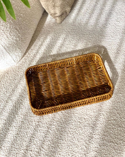 Luxury Boho Rattan Tray | 12 x 8 x 2 inches