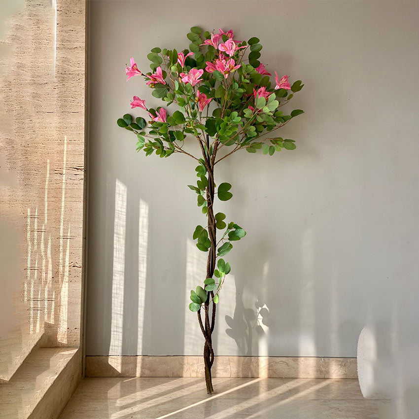 Artificial Pink & Green Bauhinia Plant Without Pot | 6 Feet