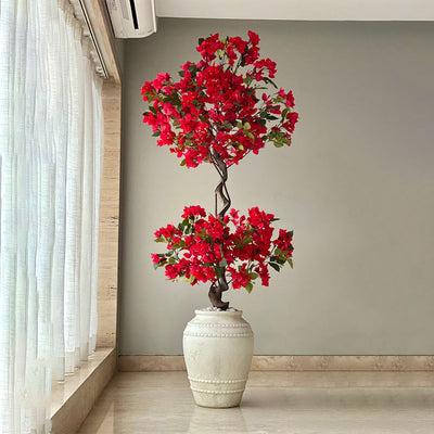 Artificial Scarlet Red Bougainvillea Plant Without Pot | 6 Feet