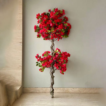 Artificial Scarlet Red Bougainvillea Plant Without Pot | 6 Feet