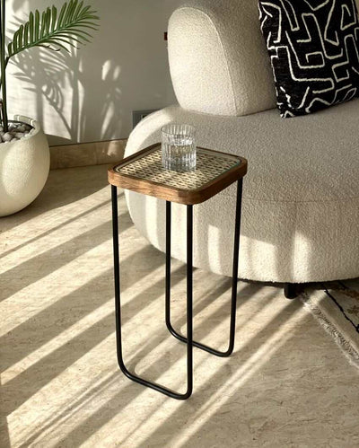 Cabo Cane Drink Side Table | 14 x 14 x 23 inches