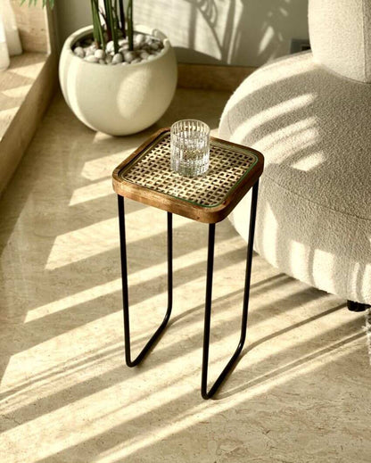 Cabo Cane Drink Side Table | 14 x 14 x 23 inches