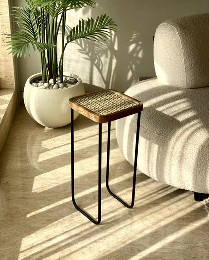 Cabo Cane Drink Side Table | 14 x 14 x 23 inches