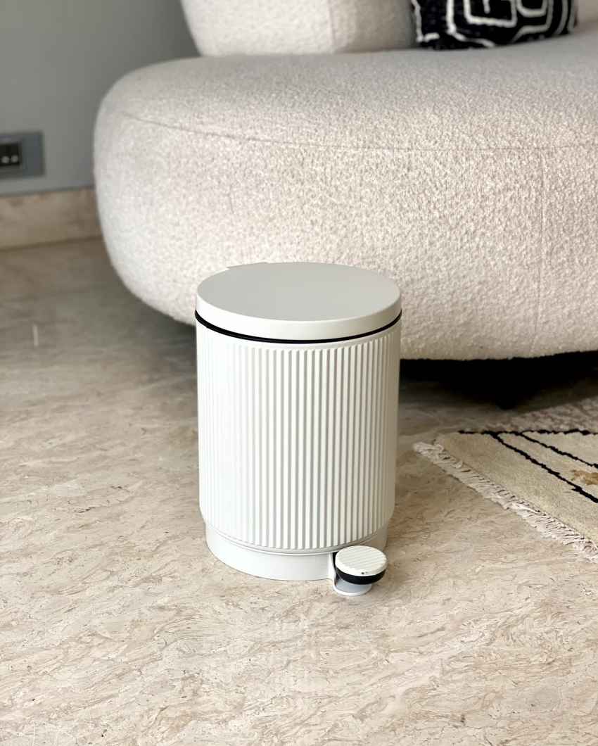 Elegant Braga Ivory Shade Dustbin | 10 x 10 inches | 5 Ltr