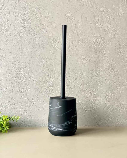 Unique Palermo Black and White Shade Toilet Brush with Holder | 4 x 15 inches