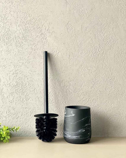 Unique Palermo Black and White Shade Toilet Brush with Holder | 4 x 15 inches