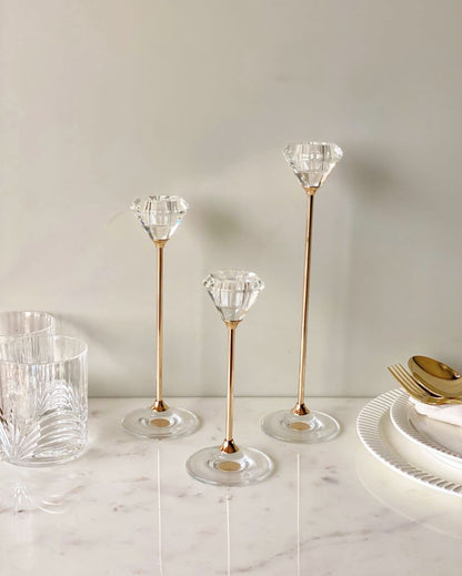 Solis Glass Candle Stands | Set Of 3