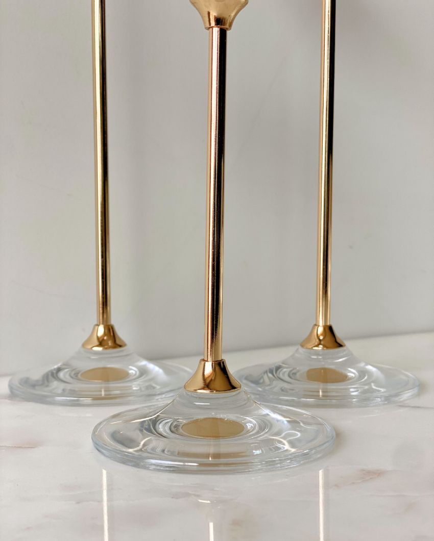 Solis Glass Candle Stands | Set Of 3