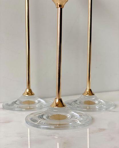 Solis Glass Candle Stands | Set Of 3