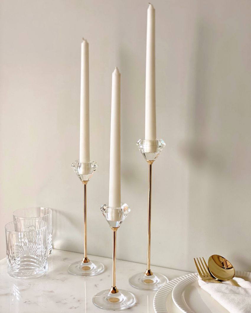 Solis Glass Candle Stands | Set Of 3