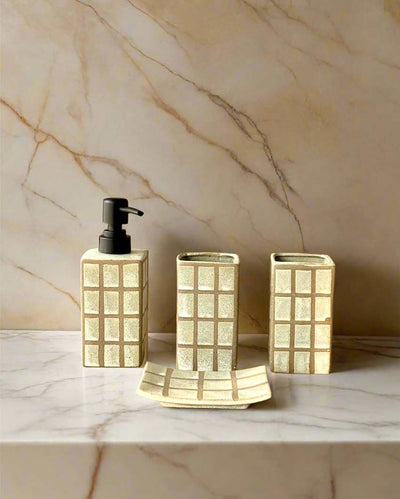 Ambrosia Bath Accessory Dispenser Tumblers & Soap Dish Set