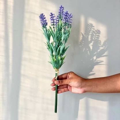 Beautiful Purple & Green Shade Artificial Lavandula Flower Bunch Without Pot | 6 x 16 inches