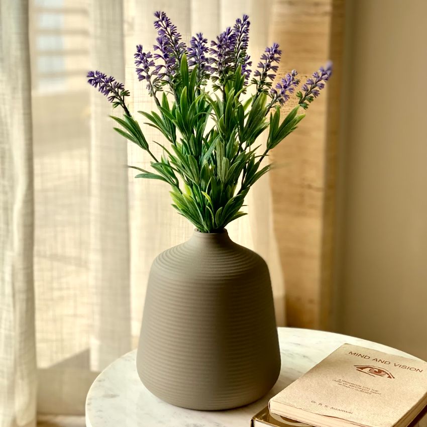 Beautiful Purple & Green Shade Artificial Lavandula Flower Bunch Without Pot | 6 x 16 inches