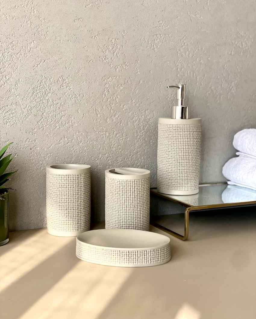 Classic Artsy Beige Shade Bathroom Accessories | Pack of 4