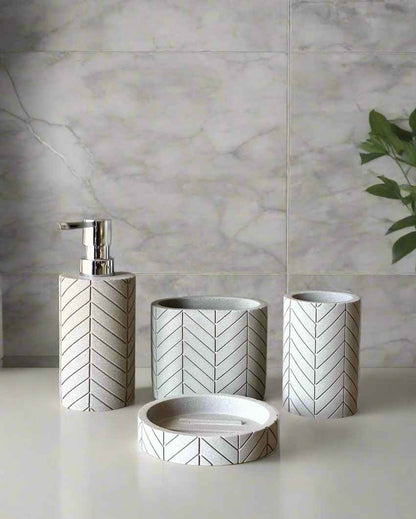 Elegant Aoraki White Shade Bathroom Accessories | Pack of 4