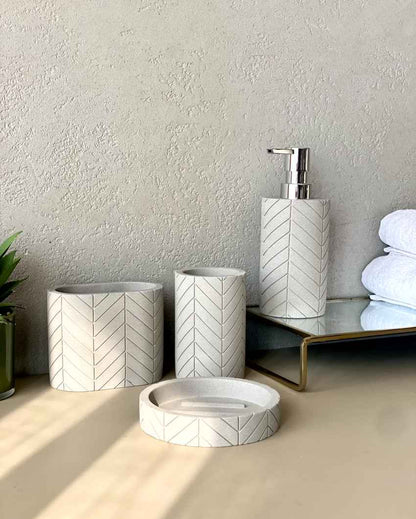 Elegant Aoraki White Shade Bathroom Accessories | Pack of 4