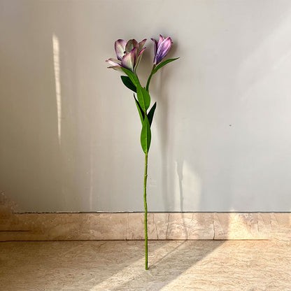 Artificial Purple & Green Lilac Lily One Stem Without Pot | 2.5 Feet