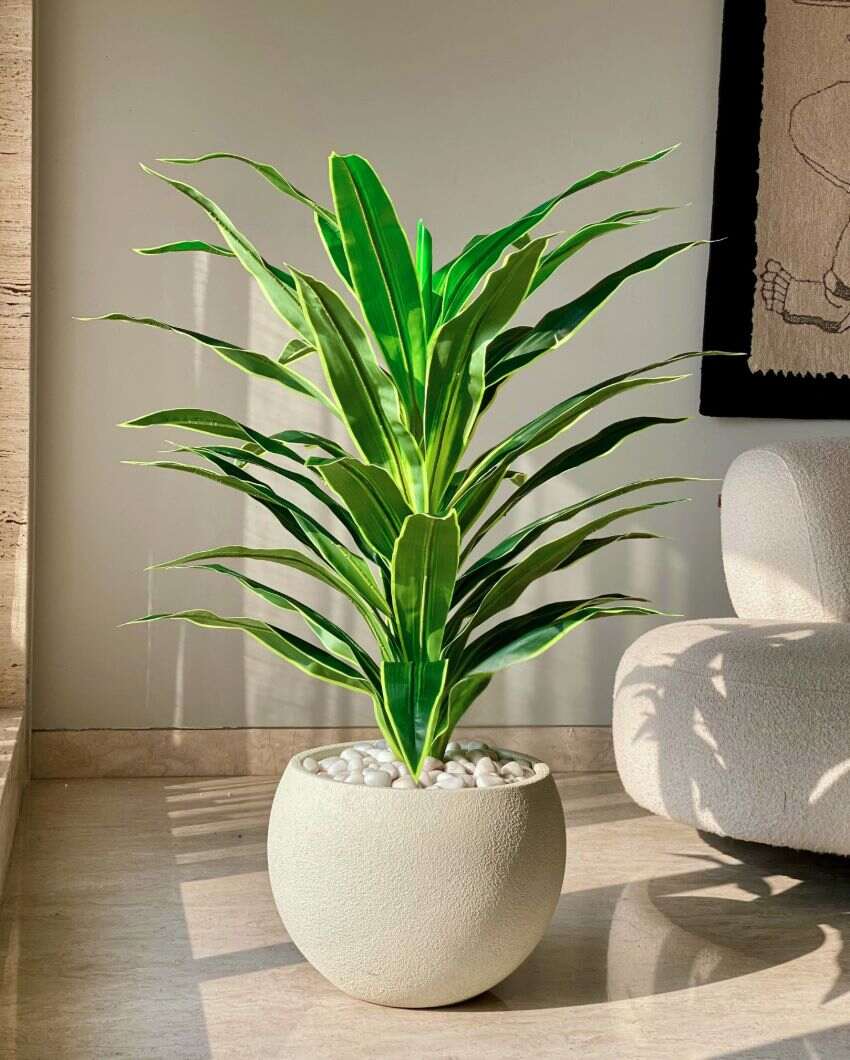 Artificial Variegated Dracaena Plant | Pot not included