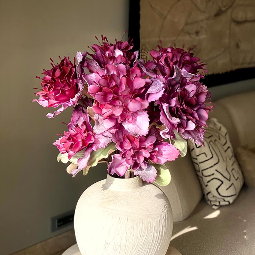 Vibrant Artificial Magenta Ombre Rose Bay Stem Without Vase | 3 Feet