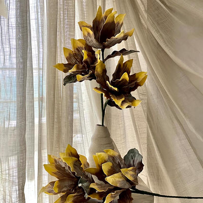 Warm Artificial Amber Ombre Magnolia Stem Without Vase | 3.3 Feet