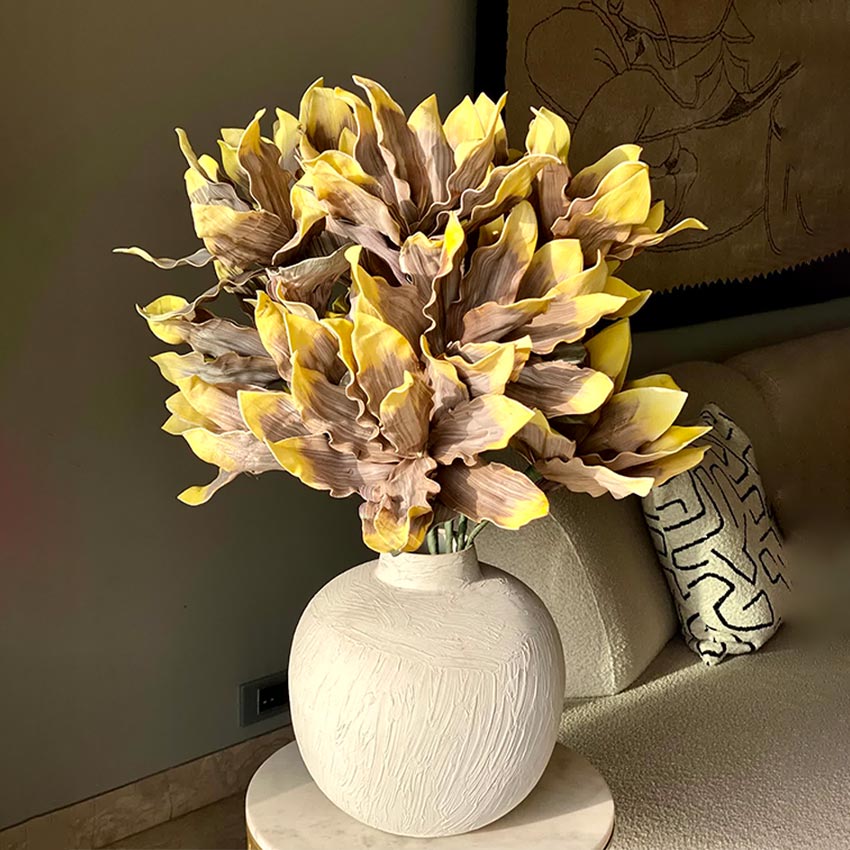 Warm Artificial Amber Ombre Magnolia Stem Without Vase | 3.3 Feet