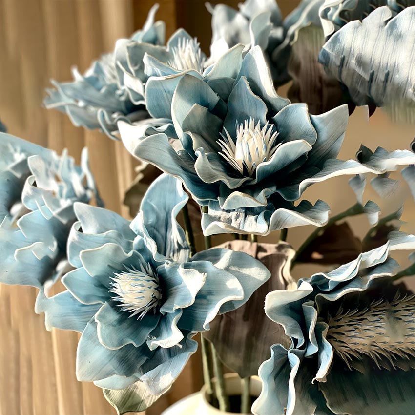 Artistic Artificial Blue Ombre Dahlia Stem Without Vase | 3 Feet