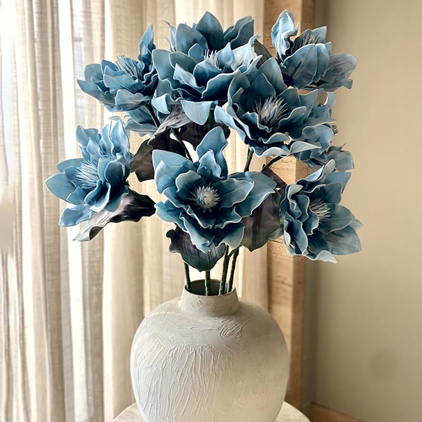Artistic Artificial Blue Ombre Dahlia Stem Without Vase | 3 Feet
