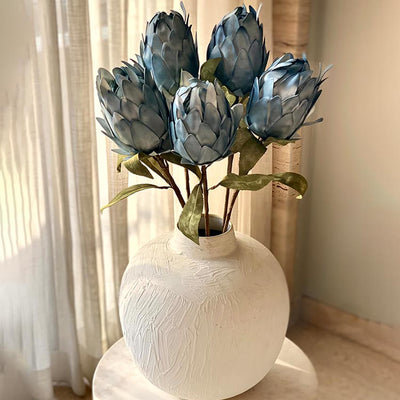 Exotic Artificial Blue Protea Flower Stem Without Vase | 2.1 Feet