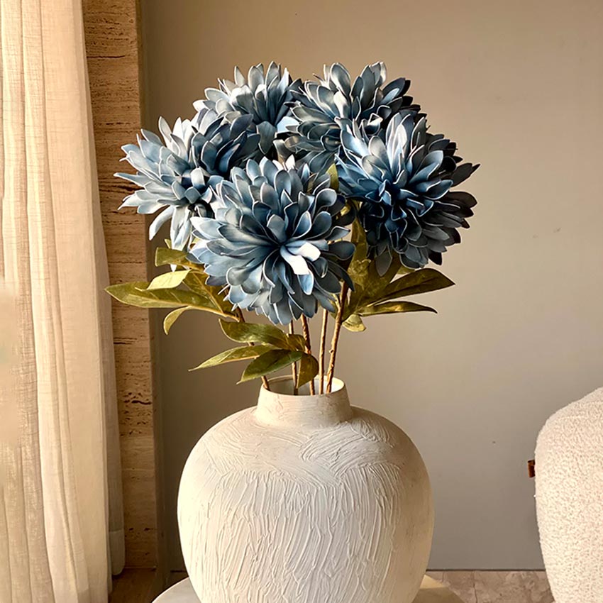 Striking Artificial Blue Dali Dahlia Stem Without Vase | 2.4 Feet