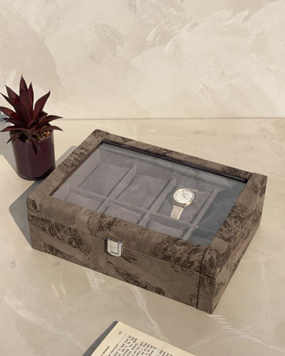 Luxury Matte Finished Wooden Watch Box 8 Slots Display Case | 11 x 8 x 4 inches